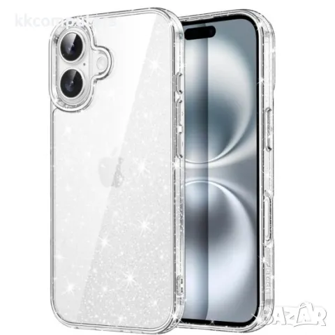 iPhone 16 (6.1) Силиконов кейс Shine 2 mm брокатен и Протектор