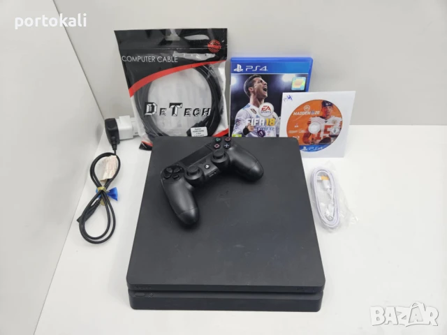 +Гаранция! 500GB PS4 Playstation 4 Slim Плейстейшън 4 Слим джойстик игра кабели игри
