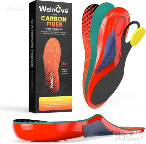Спортни стелки Welnove от карбонови влакна с поддръжка на свода, 2XL (45-46)