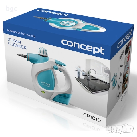 Парочистачка Concept CP1010, 1200W, 400 мл, Налягане 3 бара, 9 аксесоара, Бяла/Синя - 24 месеца гара
