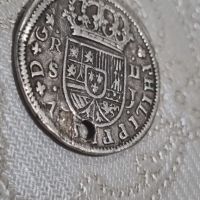 Сребърна монета 2 реала 1725 Испания, снимка 2 - Нумизматика и бонистика - 45846117