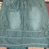 L-XL Дънкова пола с интересни джобове, снимка 3 - Поли - 40102293