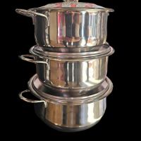 Комплект от три тенджери ИНОКС AREA с турско качество и ТРОЙНО дъно за равномерно разпределение на т, снимка 4 - Съдове за готвене - 45570762