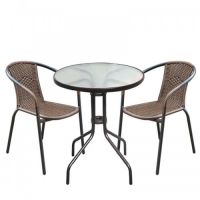 Градински комплект – маса с 2 стола цвят черен и кафяв, снимка 4 - Градински мебели, декорация  - 46191917