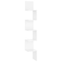 vidaXL Стенен ъглов рафт, бял гланц, 20x20x127,5 см, ПДЧ（SKU:807283, снимка 1 - Други - 45570492