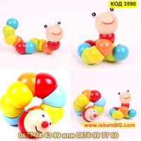 Дървена играчка цветна гъсеница - КОД 3590, снимка 2 - Образователни игри - 45053837