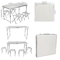 Комплект сгъваема маса и столове Malatec 7893, 4 стола, алуминиев материал, снимка 3 - Къмпинг мебели - 46167283