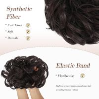 FESHFEN Синтетична къдрава шиньонова опашка за удължаване на коса, средно кафяво, снимка 2 - Аксесоари за коса - 45635845