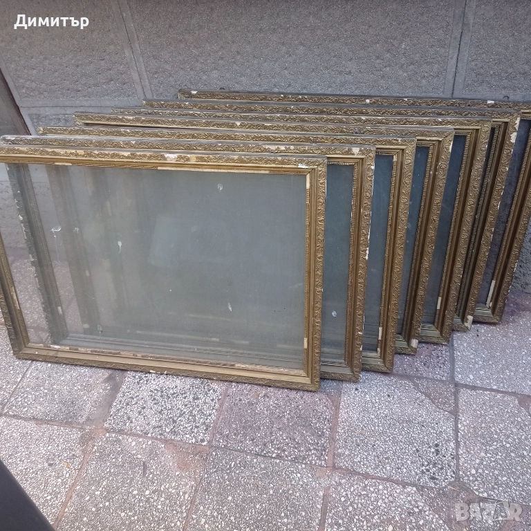 Стари големи дървени рамки със стъкло, снимка 1