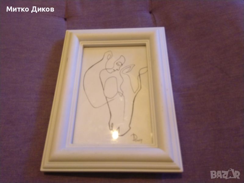 Картина рамка дървена стъкло стил Пабло Пикасо подписана от AD-2019г 195х145 и вътрешен 140х90 , снимка 1