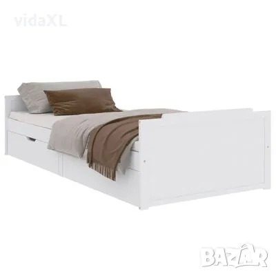 vidaXL Рамка за легло с чекмеджета, бяла, бор масив, 90х200 см(SKU:322160), снимка 1