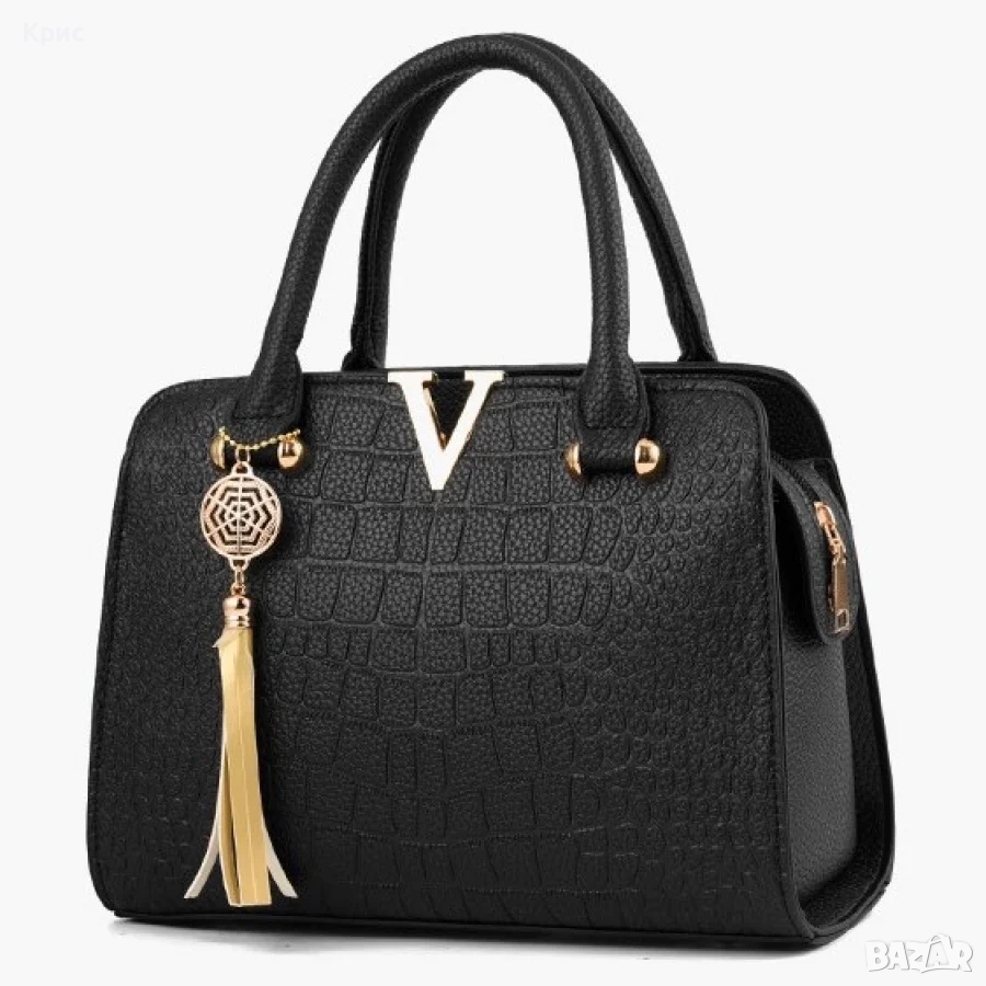 Стилна дамска чанта, черен цвят., снимка 1