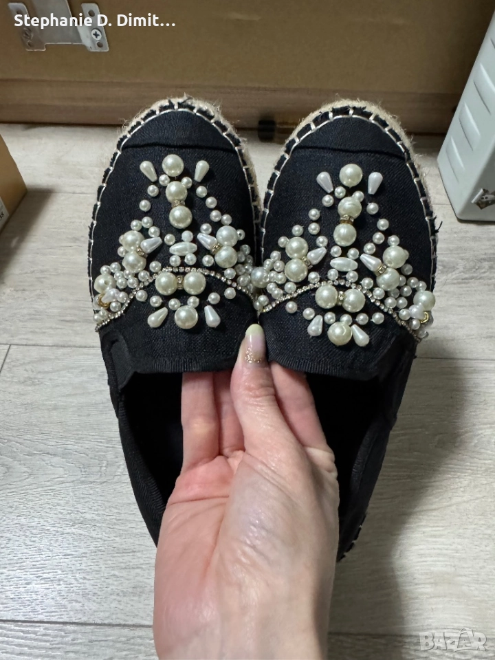 Еспадрили с камъни и перли, снимка 1