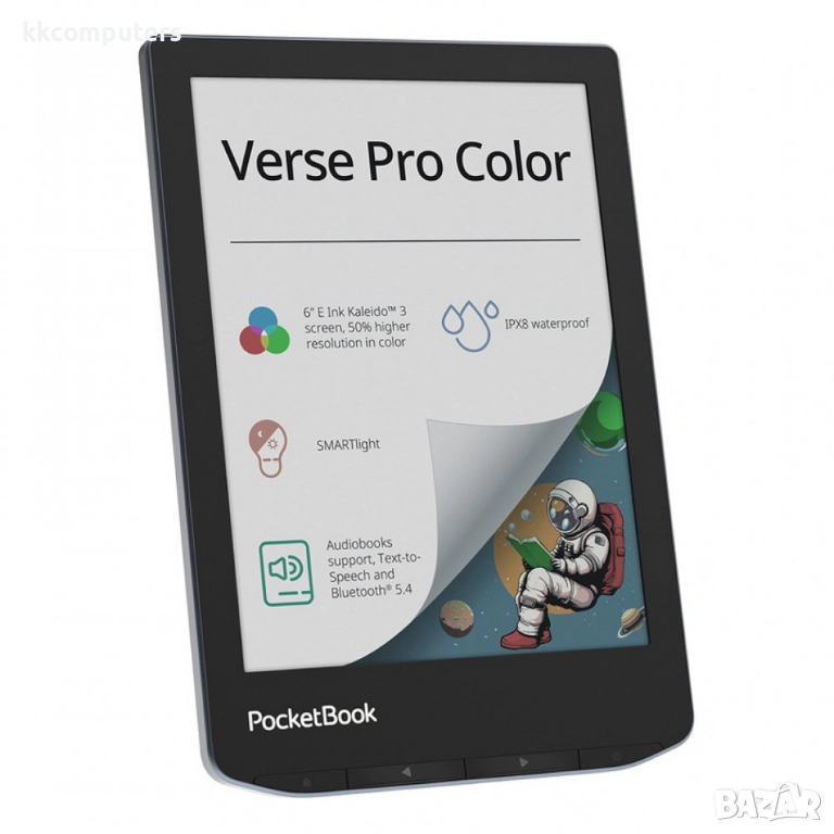 PocketBook Verse Pro Color Четец- 6" цветен E-Ink Kaleido 3, 16GB, Bluetooth, IPX8, Stormy Sea, снимка 1