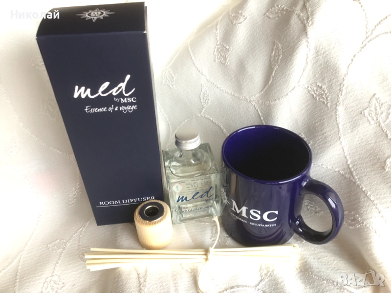 Луксозен ароматен дифузер / ароматизатор за стая MED MSC Essence of Voyage 100 ml + подарък чаша MSC, снимка 1