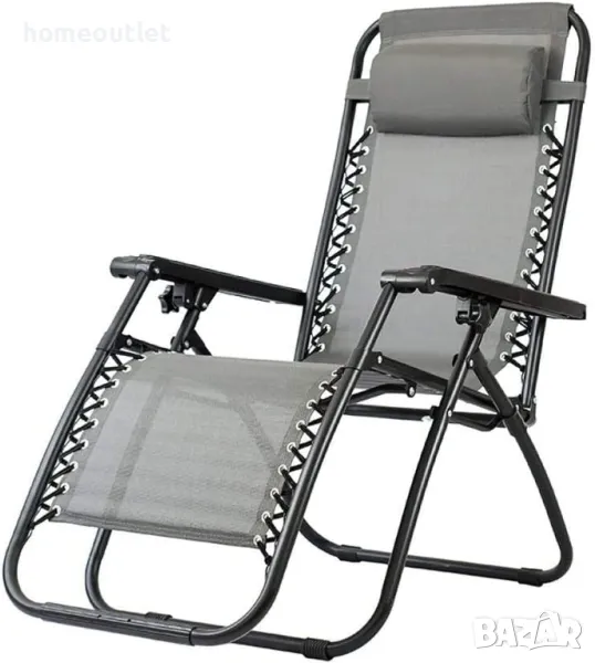 ПРОМОЦИЯ Сгъваем стол за плаж в сиво DECK CHAIR Y040, снимка 1