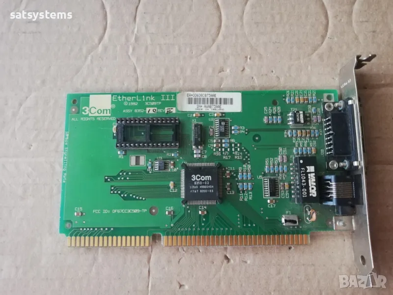 3COM 3C509TP 10Mbps EtherLink III 16-bit ISA Network Adapter Card, снимка 1