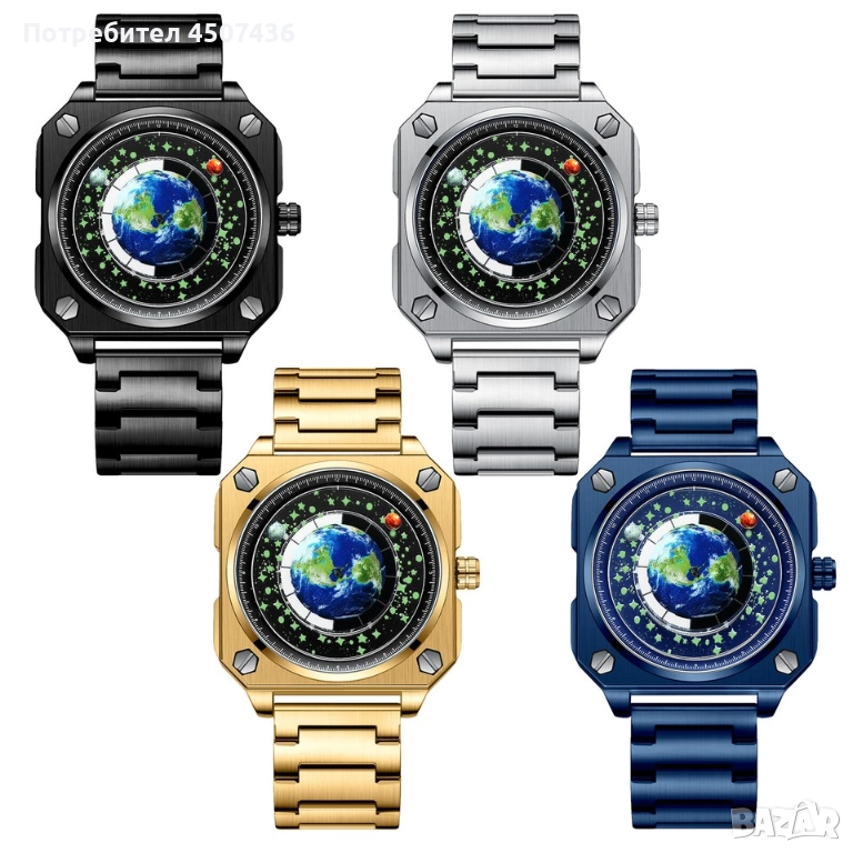 LIGE спортен кварцов часовник от неръждаема стомана със светещ квадратен дизайн, снимка 1