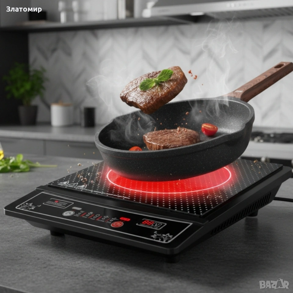 Индукционен котлон Cheffinger - 2000W, с дигитален дисплей, таймер и защита от прегряване, снимка 1