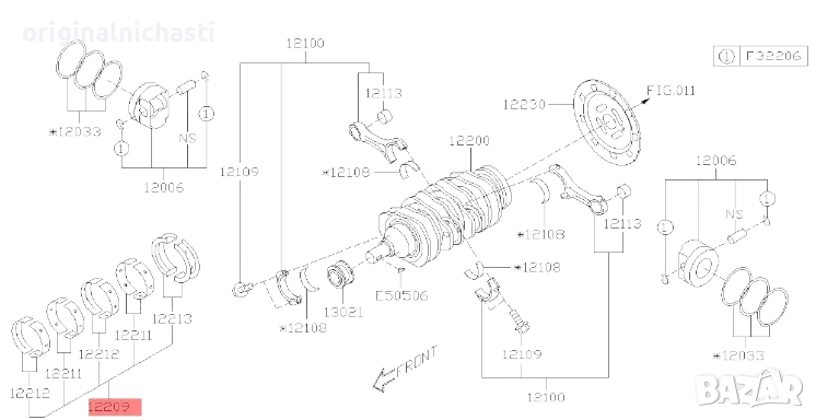 Основни лагери стандарт СТД STD за СУБАРУ ФОРЕСТЪР ИМПРЕЗА SUBARU FORESTER 12209AA970 12209-AA970 OE, снимка 1