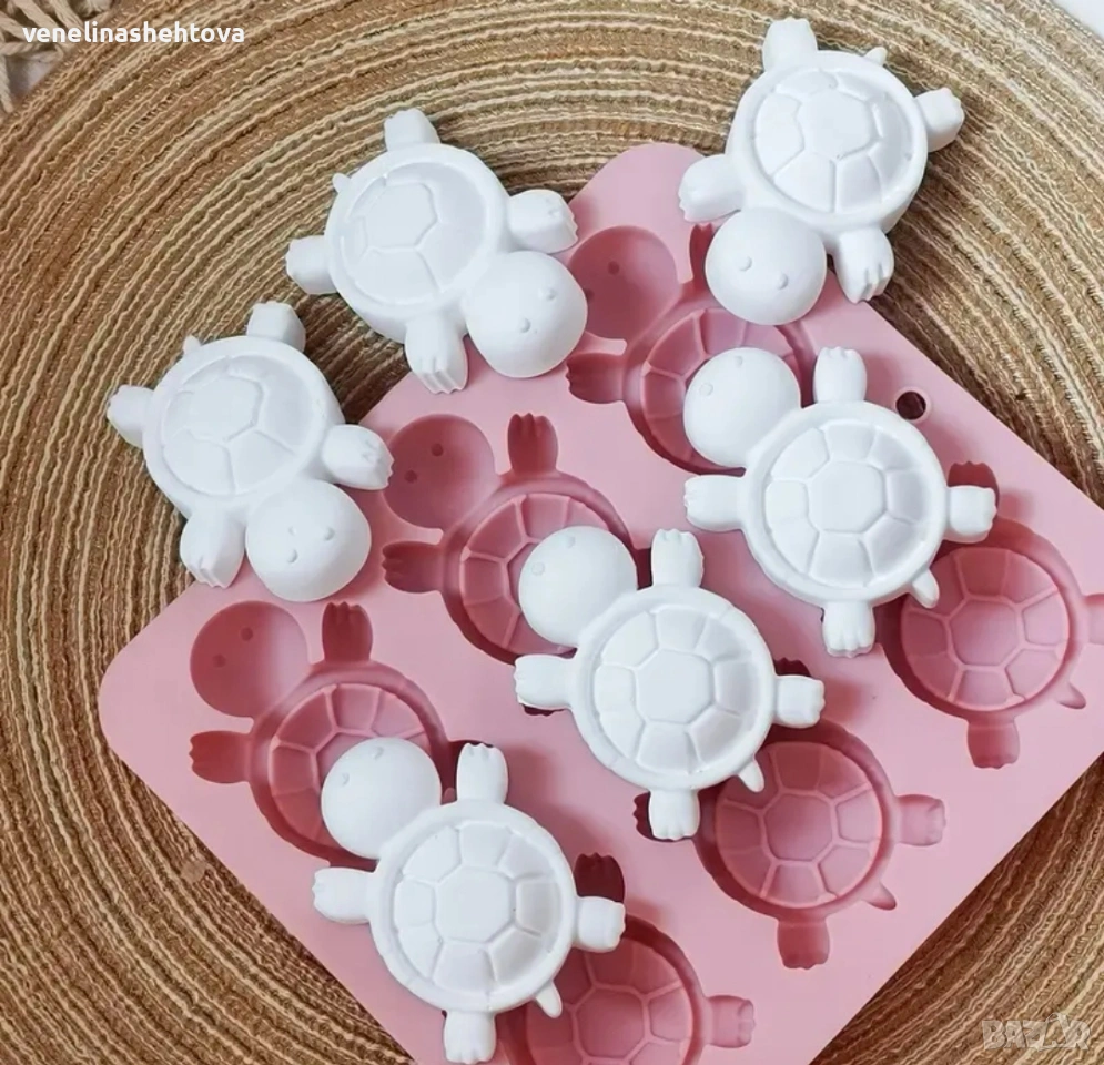 6 костенурки костенурка силиконов молд форма гипс сапун смола шоколад лед фондан за декорация , снимка 1
