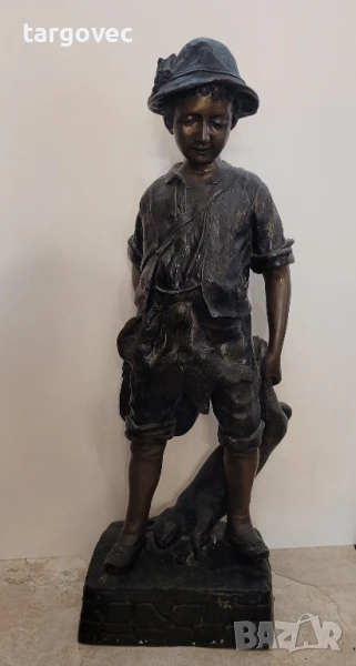 малкия ловец голяма бронзова фигура статуя статуетка, снимка 1