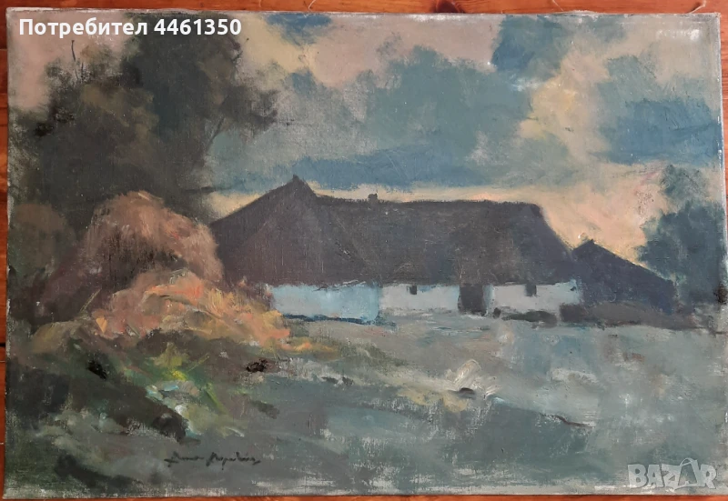 Стара картина пейзаж с ферма на худ. Arne Aspelin 1911-1990, снимка 1