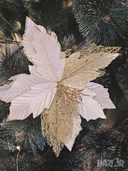 Коледна звезда декорация за елха Golden Christmas, снимка 1