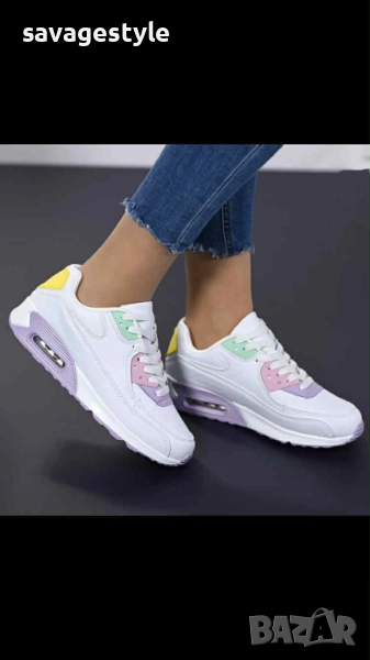 Дамски цветни маратонки с връзки , снимка 1