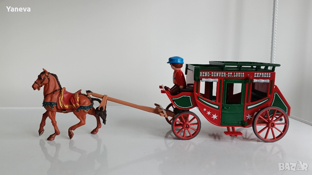 Playmobil Western" ,  дилижанс, теглен от кон, с надпис "RENO-DENVER-ST.LOUIS EXPRESS".  , снимка 1