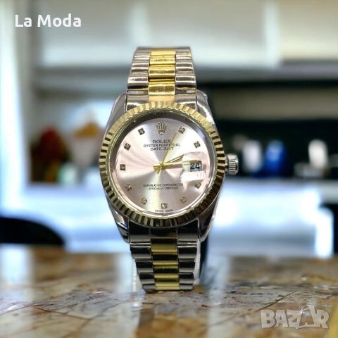 Часовник Rolex Datejust розов циферблат златно/сива каишла реплика, снимка 1 - Дамски - 46167255