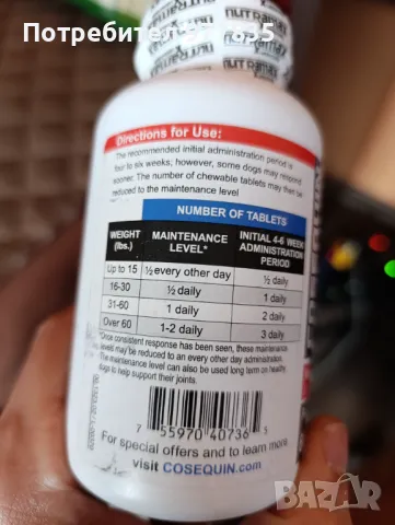 Cosequin Добавка за здравето на ставите за кучета Таблетки за дъвчене с глюкозамин, хондроитин и МСМ, снимка 5 - За кучета - 49815445