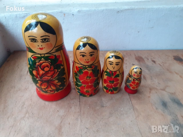 Матрьошка стара руска дарвена кукла 4 в 1, снимка 4 - Антикварни и старинни предмети - 54030893