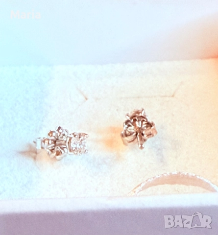 Дамски обеци бяло злато и диаманти, снимка 9 - Обеци - 52470803