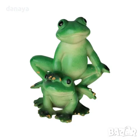 5721 Зелени фигурки Двойка жаби сувенир за късмет и декорация, 8 см, снимка 6 - Статуетки - 49150661