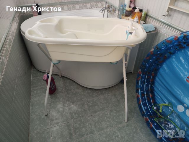 Бебешка вана с термометър и стойка Cangaroo Dolphin Blue 8855, снимка 1 - За банята - 46198284