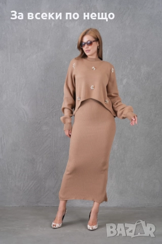 Дамска Рокля С Пуловер - 4 Цвята Код EN32, снимка 3 - Рокли - 52511356