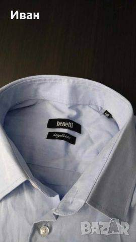 Мъжка риза дълъг ръкав Benetti, размер 42 - L/XL, снимка 1 - Ризи - 45854344
