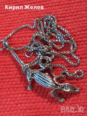 ФИНА ИТАЛИАНСКА СРЕБЪРНА ВЕРИЖКА с АРТ ВИСУЛКА СРЕБЪРЕН КРОКОДИЛ - СРЕБРО 925 РЪЧНА РАБОТА 45590, снимка 14 - Колиета, медальони, синджири - 50023612