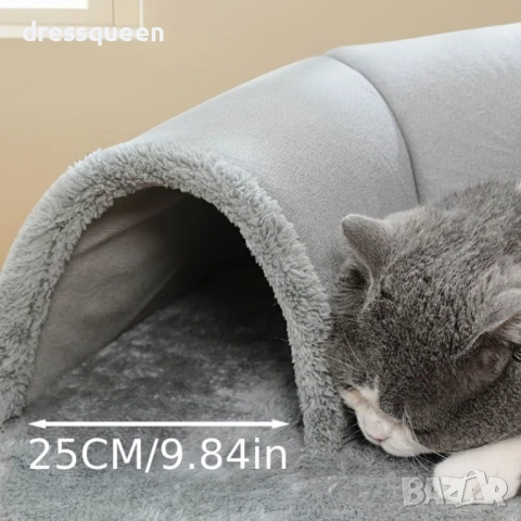 4594 Ултра меко гнездо за котки с тунел за игра: Перфектният аксесоар 2-в-1, снимка 6 - За кучета - 53815705
