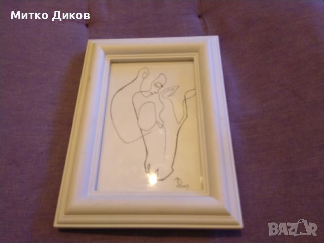 Картина рамка дървена стъкло стил Пабло Пикасо подписана от AD-2019г 195х145 и вътрешен 140х90 , снимка 1 - Декорация за дома - 45624502