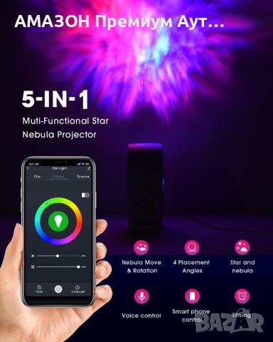 SUPPOU LED WiFi Galaxy проектор/Смарт 3D нощна светлина с RGB настройка/гласово управление/APP, снимка 5 - Прожектори - 45199618