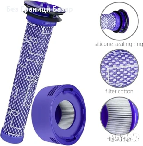 Нов комплект Резервен контейнер Dyson V7 V8 с HEPA филтри и четка, снимка 4 - Други стоки за дома - 53821851