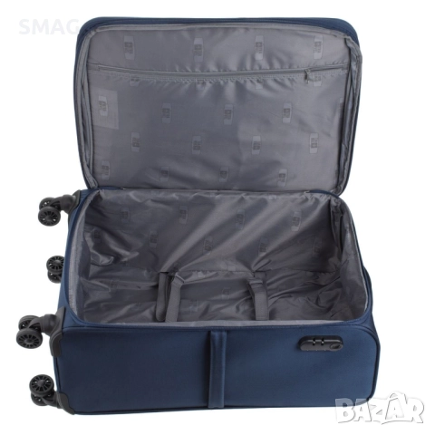 Куфар с колелца за пътуване, тъмносин с външни отделения, 111 л._1239392, снимка 6 - Куфари - 52277634