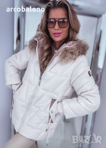 Дамско ватирано яке с лисича кожа, 2цвята , снимка 17 - Якета - 52155165