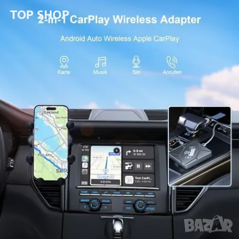 Нов  2 в1 Безжичен CarPlay и Android Авто Адаптер кола телефон автомобил, снимка 2 - Друга електроника - 49292051