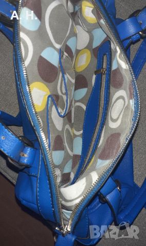 Синя дамска чанта с къса и дълга дръжка, снимка 2 - Чанти - 46061442