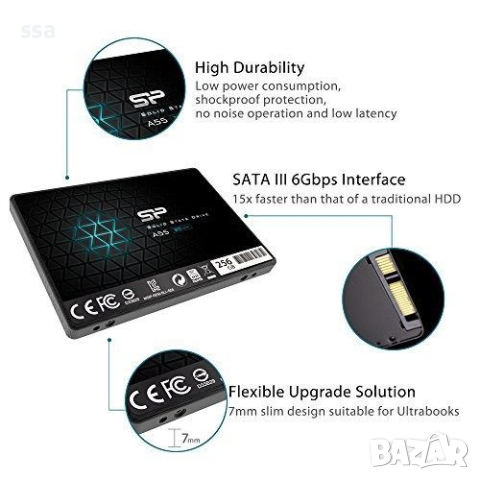 Solid State Drive (SSD) SILICON POWER A55, 2.5, 256 GB, SATA3 - 36 месеца гаранция, снимка 7 - Твърди дискове - 44938668