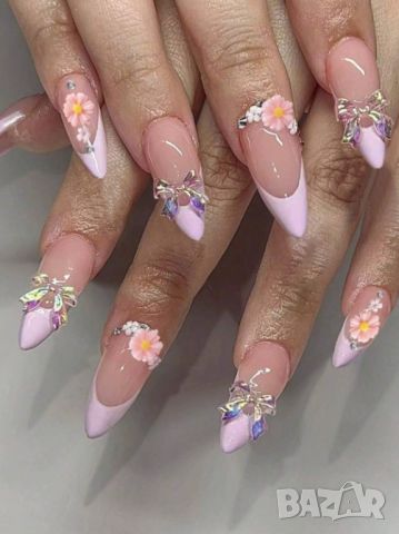 👑 💗Комплект Разкошни Press-on Изкуствени Нокти 24 броя 💋 КОД : nail1149💗 👑 💋 ➡️ 😱Уникалниииии, снимка 1 - Продукти за маникюр - 46499362