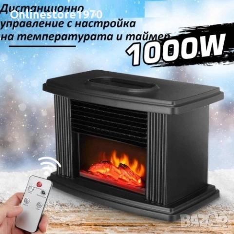 Печка с декоративен огън тип камина с дистанционно управление , снимка 2 - Печки, фурни - 52181479
